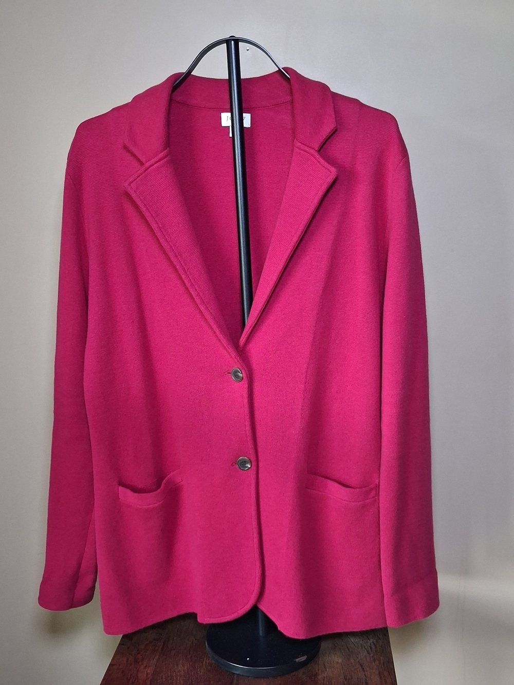 J. CREW Fuschia Knit Cardigan Blazer; 100% Cotton; Size L